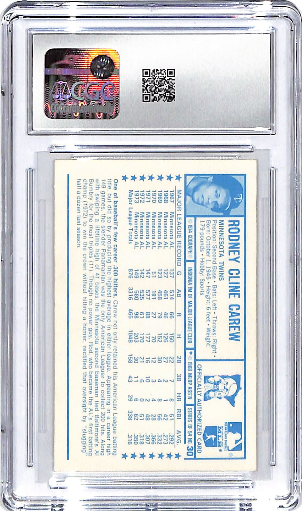 1974 Rod Carew Kellogg's #30 CGC Near Mint 8