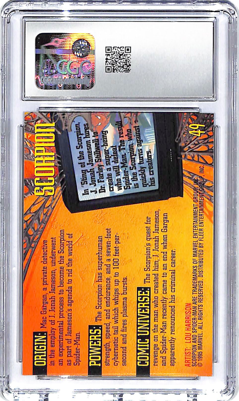 1995 Scorpion Fleer Ultra Spider-Man #49 CGC Gem Mint 10