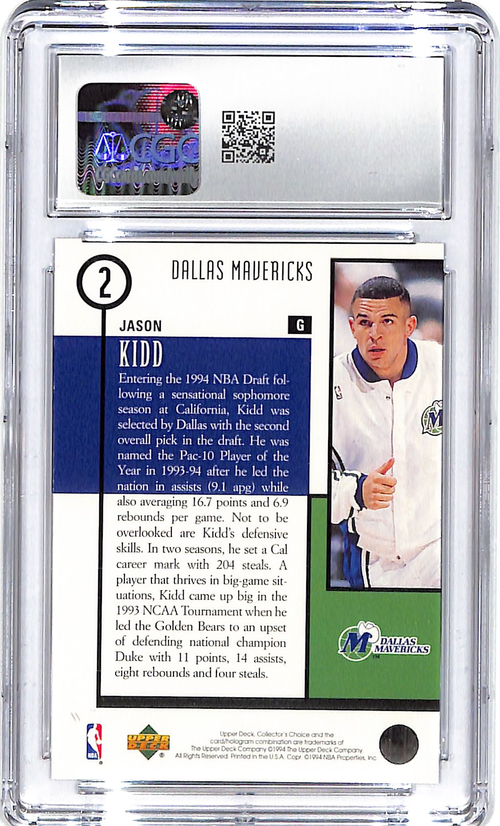 1994-95 Jason Kid Collector's Choice Draft Trade #2 CGC Gem Mint 10