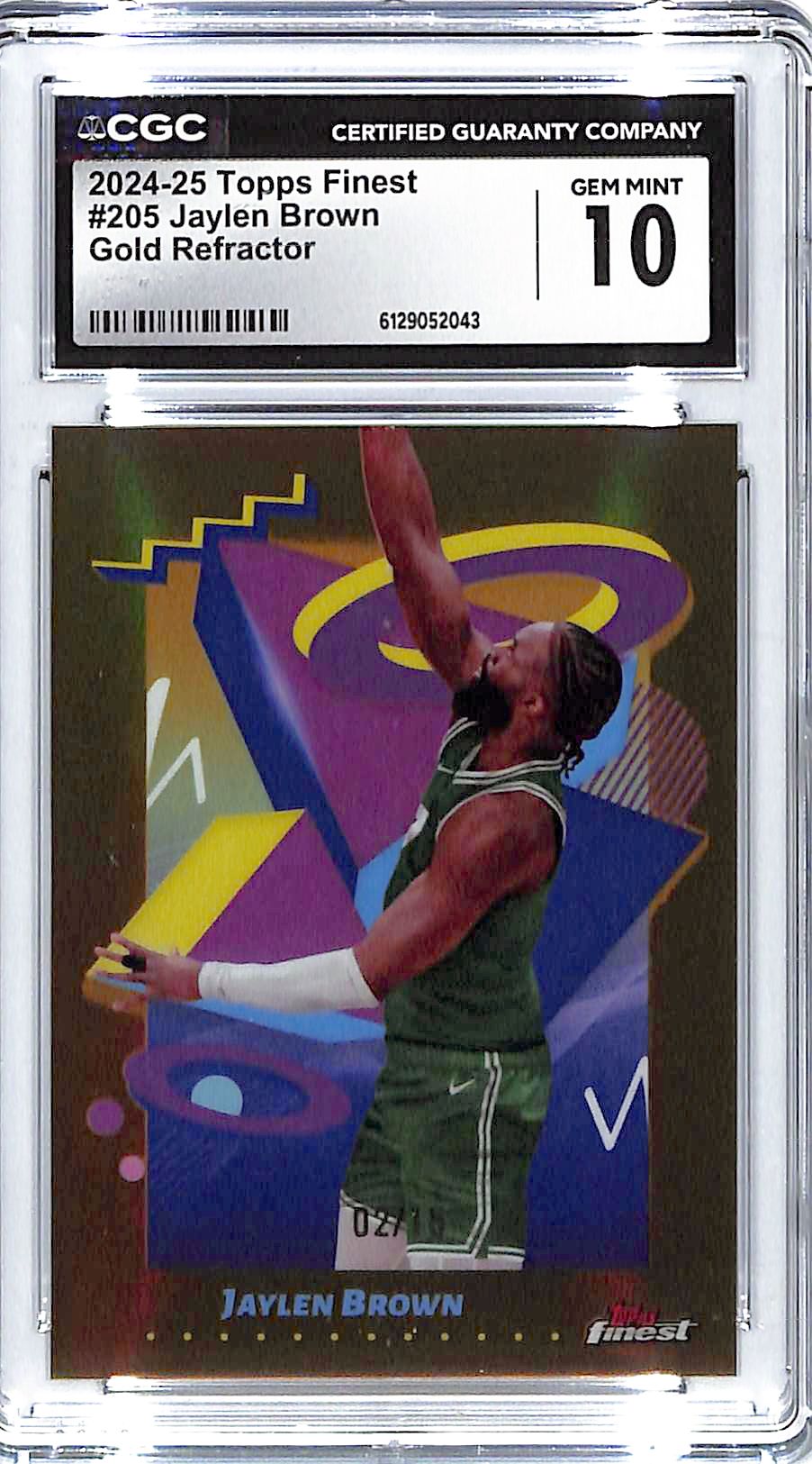 2025-25 Jaylen Brown Topps Finest Gold Refractor #2/15 #205 CGC Gem Mint 10
