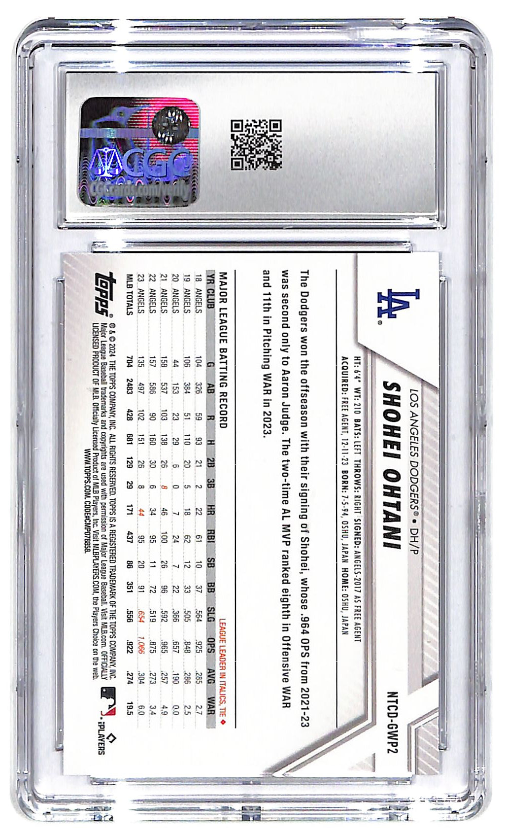 2024 Shohei Ohtani Topps National #NTCD-GWP2 CGC Gem Mint 10