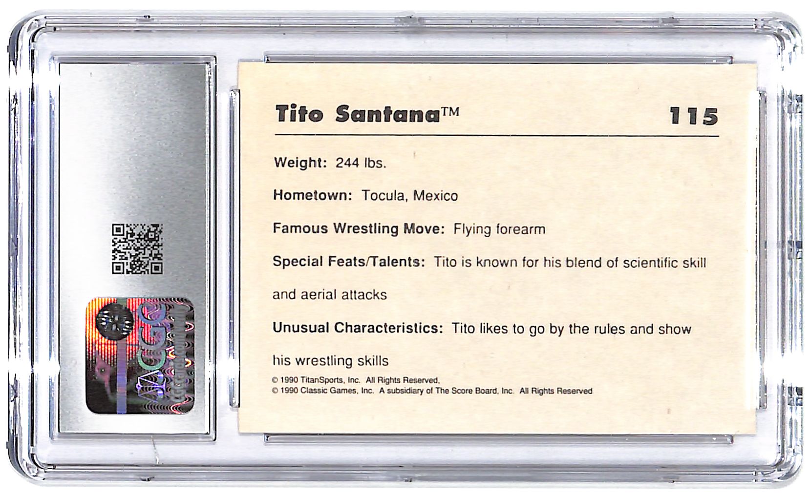 1990 Tito Santana Classic WWF #115 CGC Mint Plus 9.5