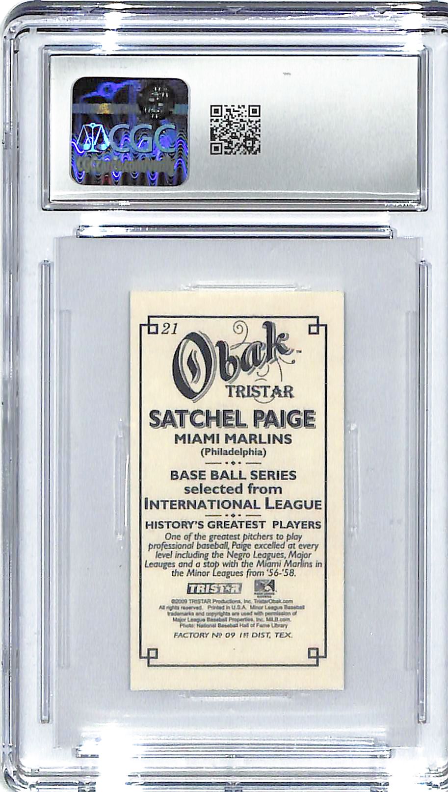 2006 Satchel Paige TRISTAR Obak T-212 Mini #21 CGC Gem Mint 10