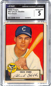 1952 Chuck Stobbs Topps Red Back #62 CGC Excellent 5