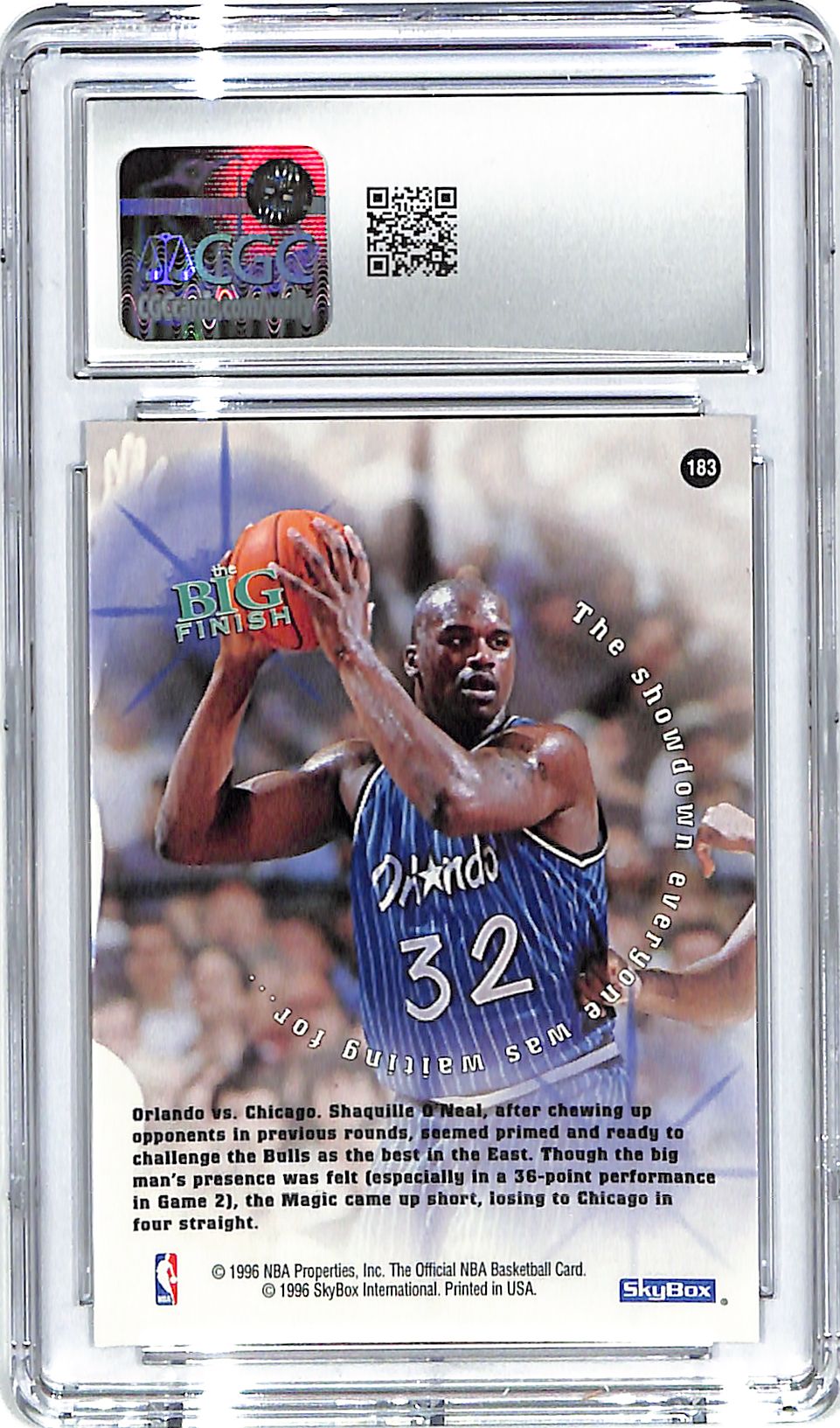 1996-97 Shaquille O'Neal Hoops The Big Finish #183 CGC Gem Mint 10