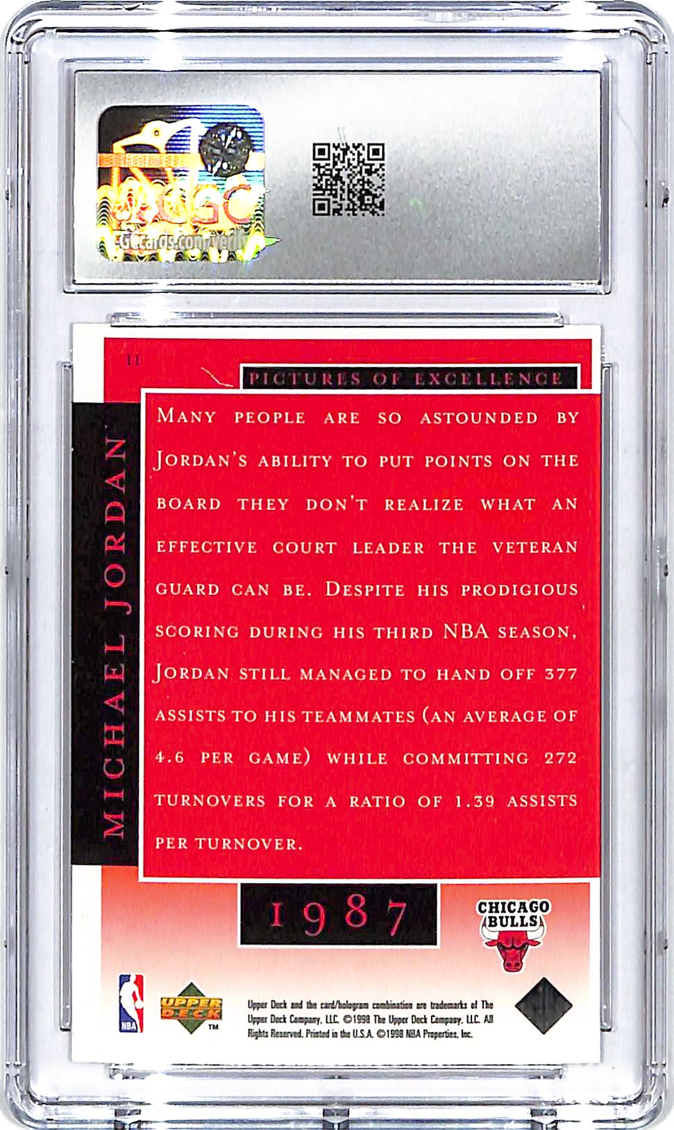 1998 Upper Deck MJ Career Collection Michael Jordan #11 CGC 9 Bulls