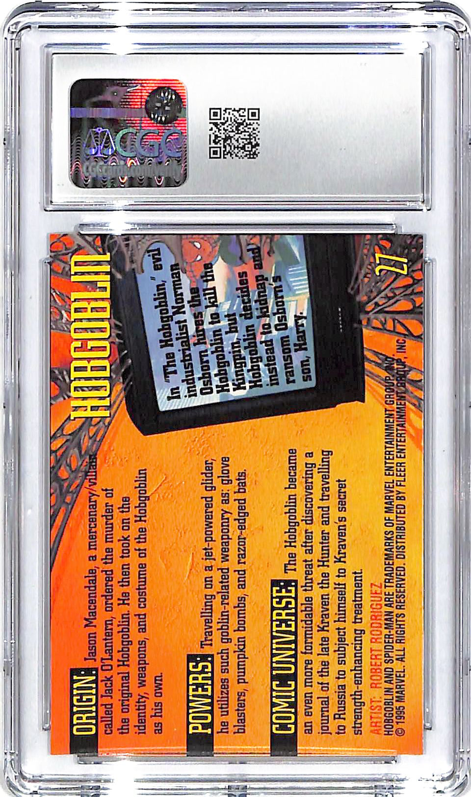 1995 Hobgoblin Fleer Ultra Spider-Man #27 CGC Gem Mint 10