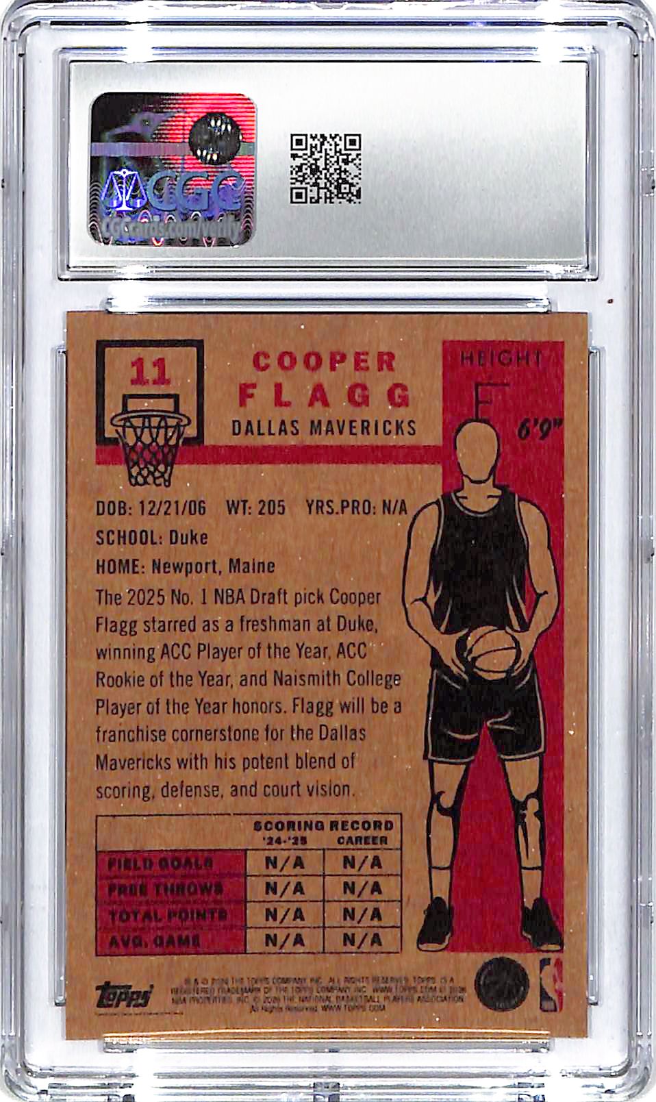 2025-26 Cooper Flagg Topps Chrome Living Set #11 CGC Mint Plus 9.5