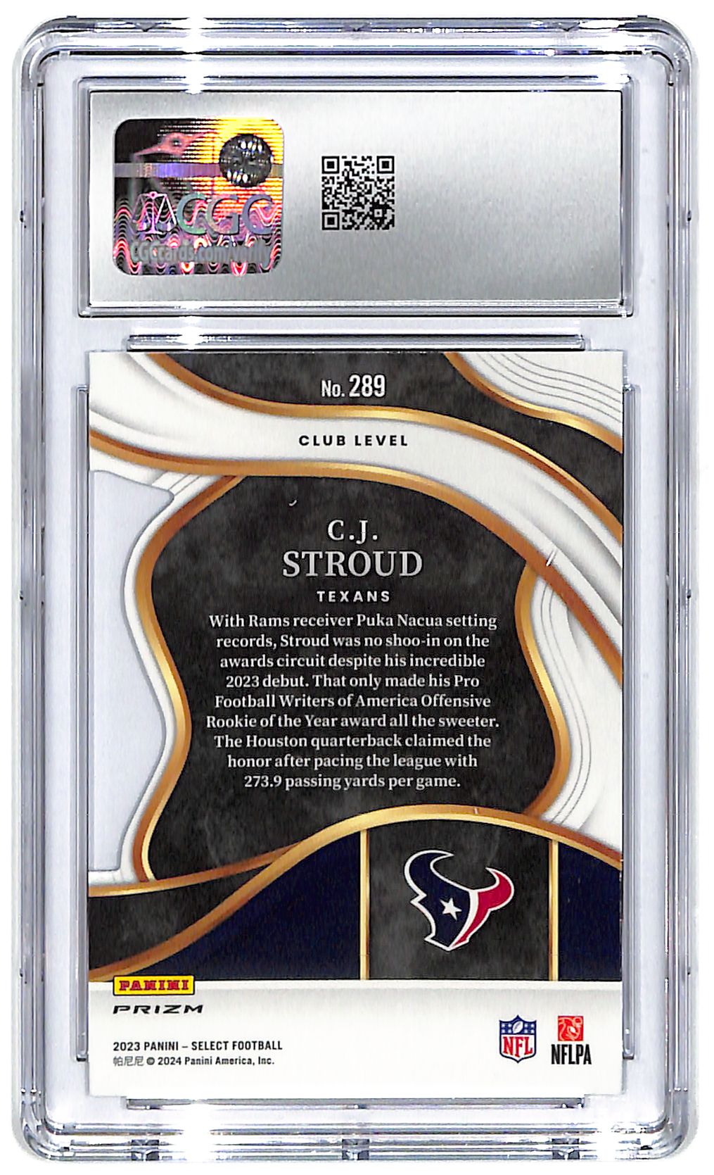 2023 C.J. Stroud Panini Select Silver Die-cut #289 CGC Gem Mint 10