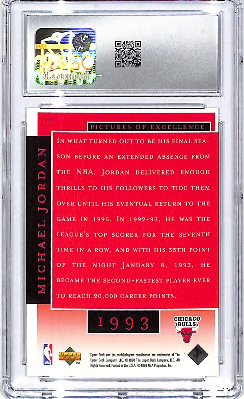 1998 Upper Deck MJ Career Collection Michael Jordan #10 CGC 9 Bulls