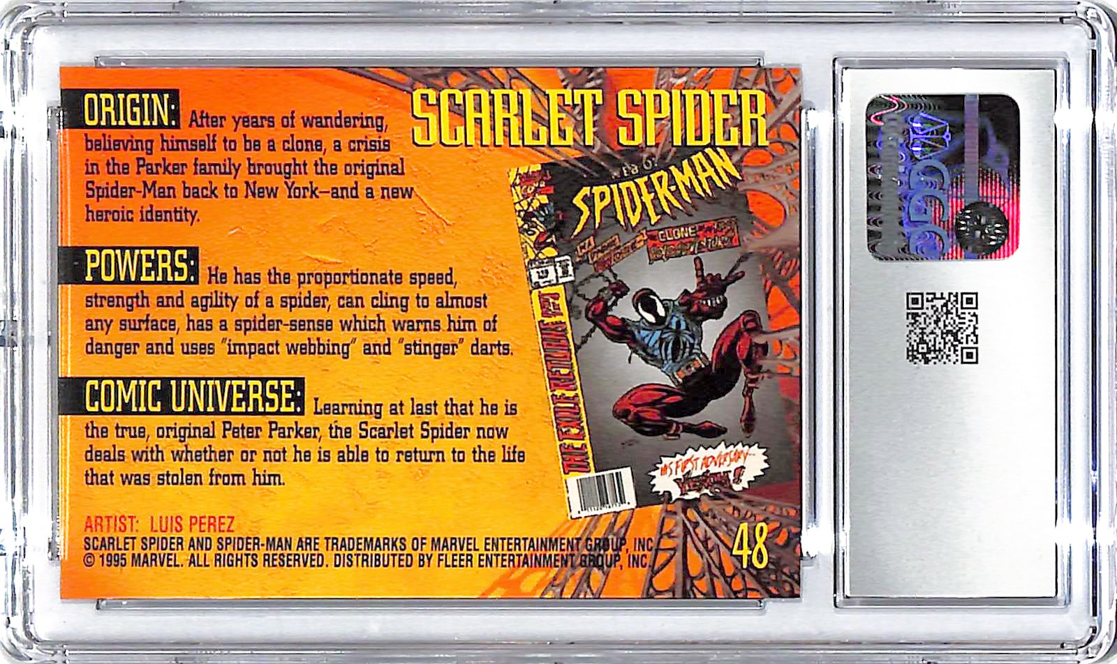 1995 Scarlet Spider Fleer Ultra Spider-Man #48 CGC Gem Mint 10