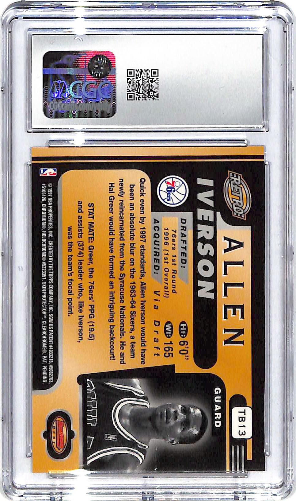 1996-97 Allen Iverson Bowman's Best Retro #TB13 CGC Mint 9
