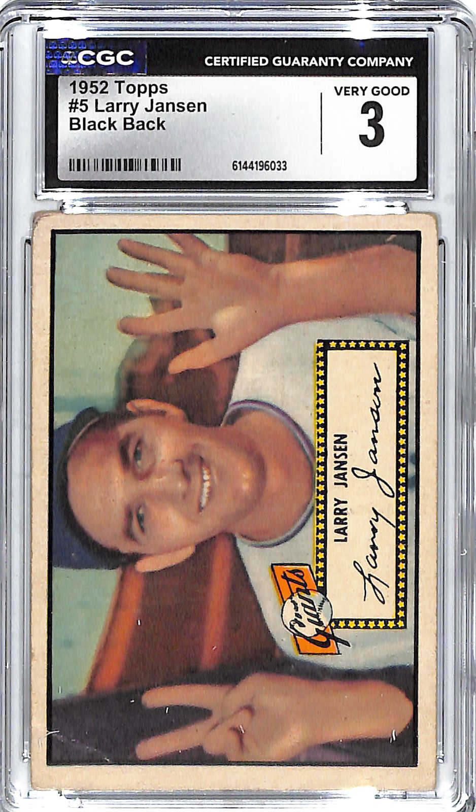 1952 Larry Jansen Topps #5 CGC Very Good 3