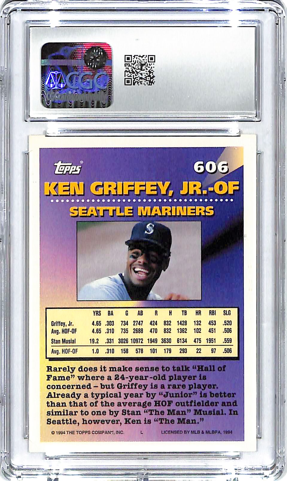 1994 Ken Griffey Jr. Topps #606 CGC Gem Mint 10