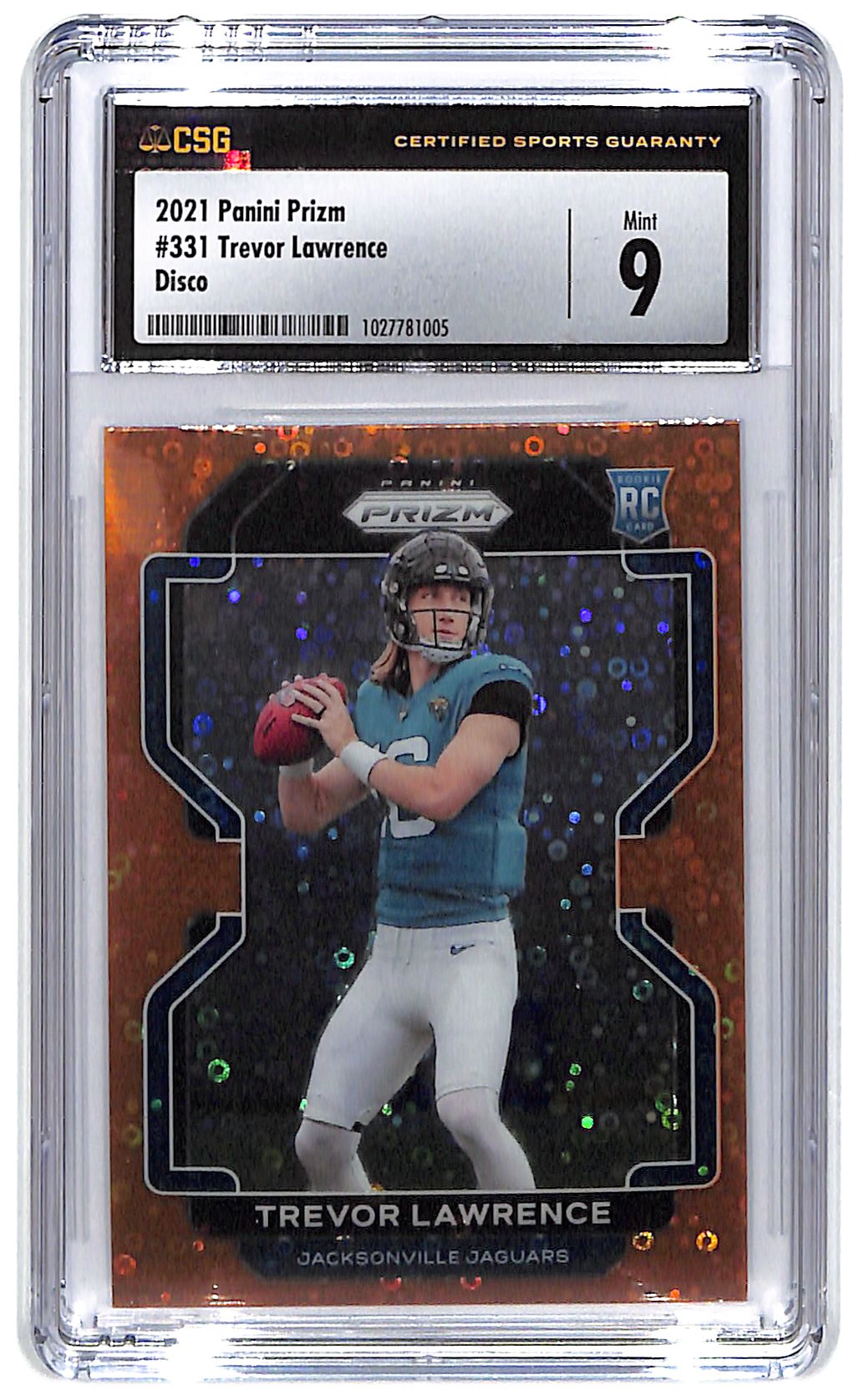 2021 Travor Lawrence Panini Prizm Disco #331 CGC Mint 9 (RC)