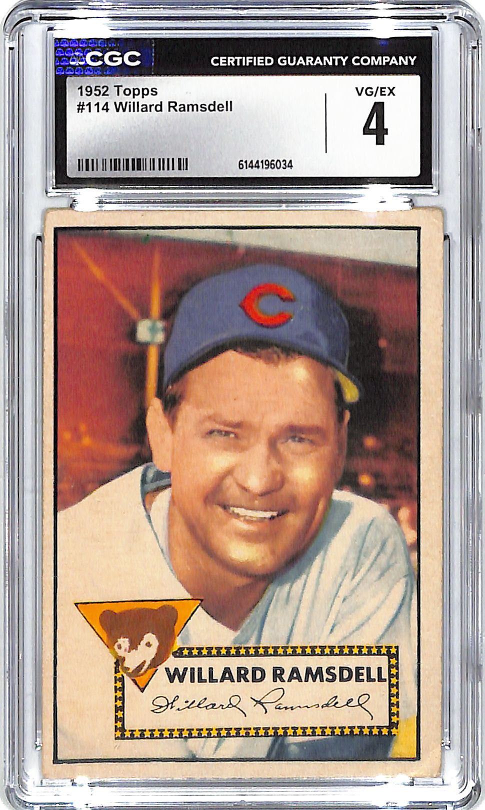 1952 Willard Ramsdell Topps #114 CGC Very Good 4