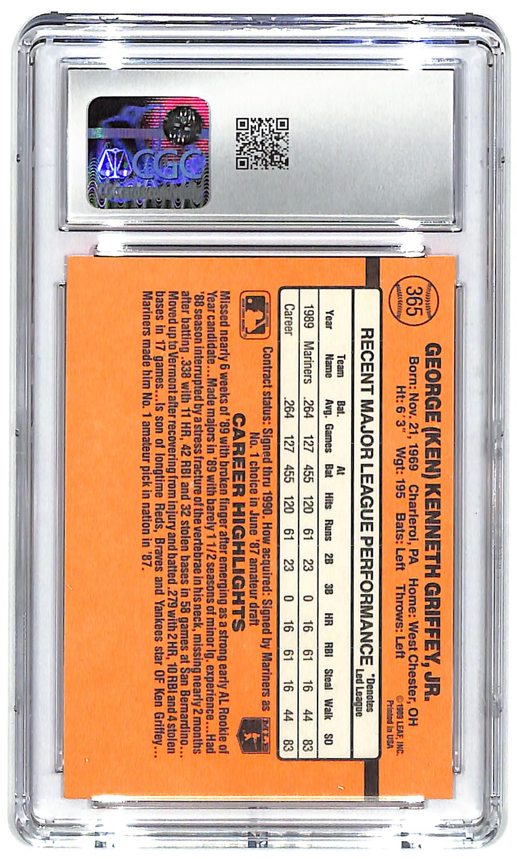 1990 Ken Griffey Jr. Donruss #365 CGC Mint Plus 9.5