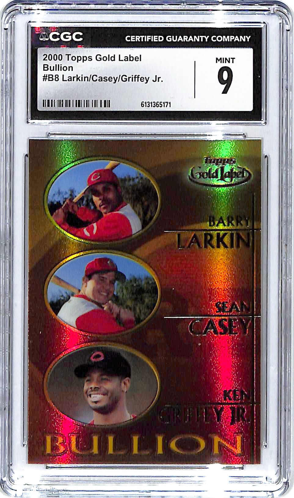 2000 Griffey Jr./Larkin/Casey Topps Gold Label Bullion #B8 CGC Mint 9