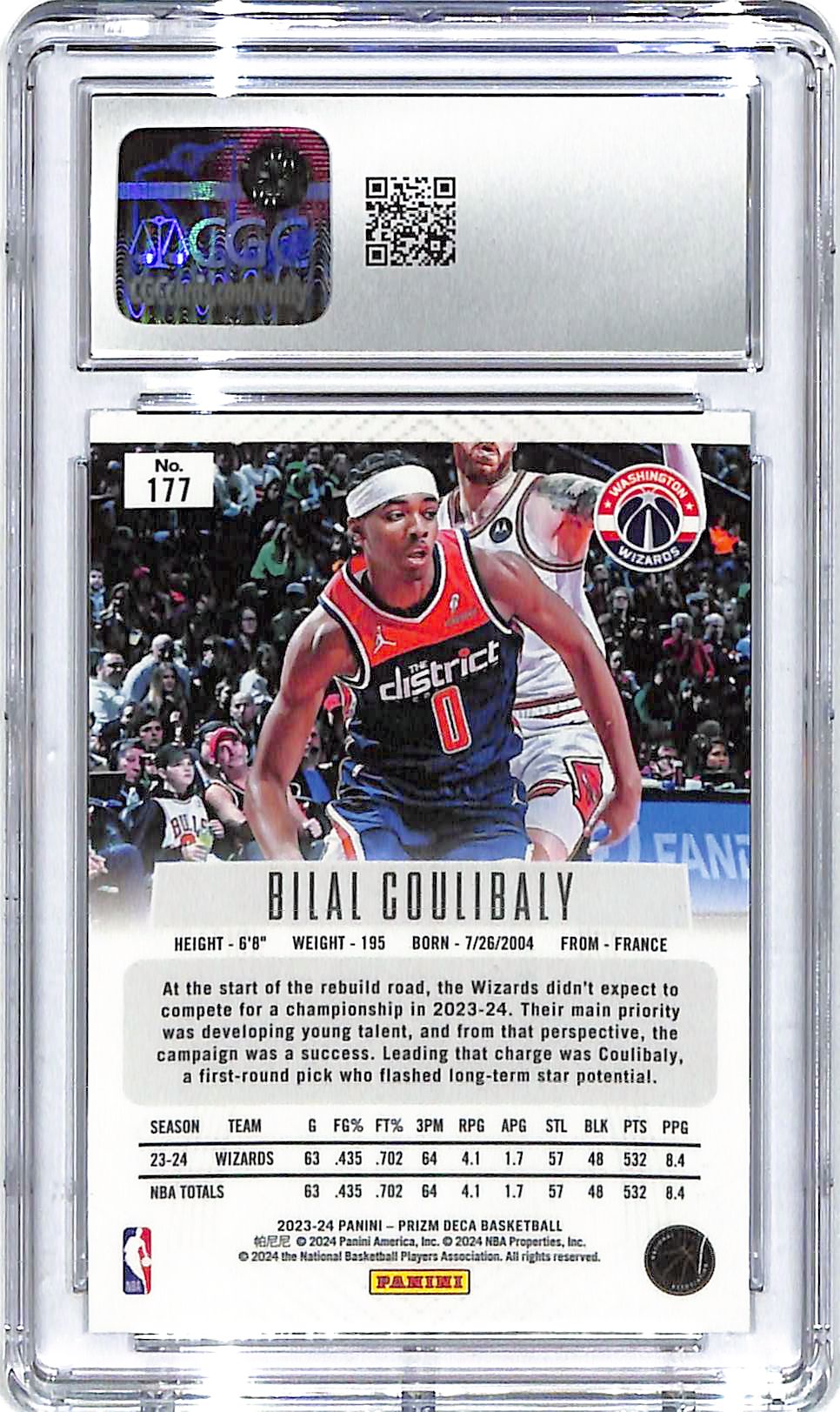 2023-24 Bilal Coulibaly Panini Prizm Deca #177 CGC Gem Mint 10