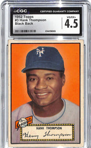 1952 Hank Thompson Topps #3 CGC Very Good 4.5