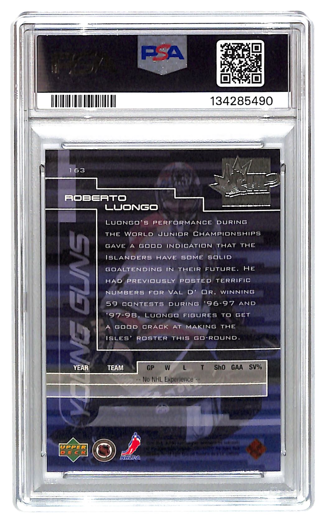 1989 Roberto Luongo Upper Deck #163 PSA Near Mint 8.5