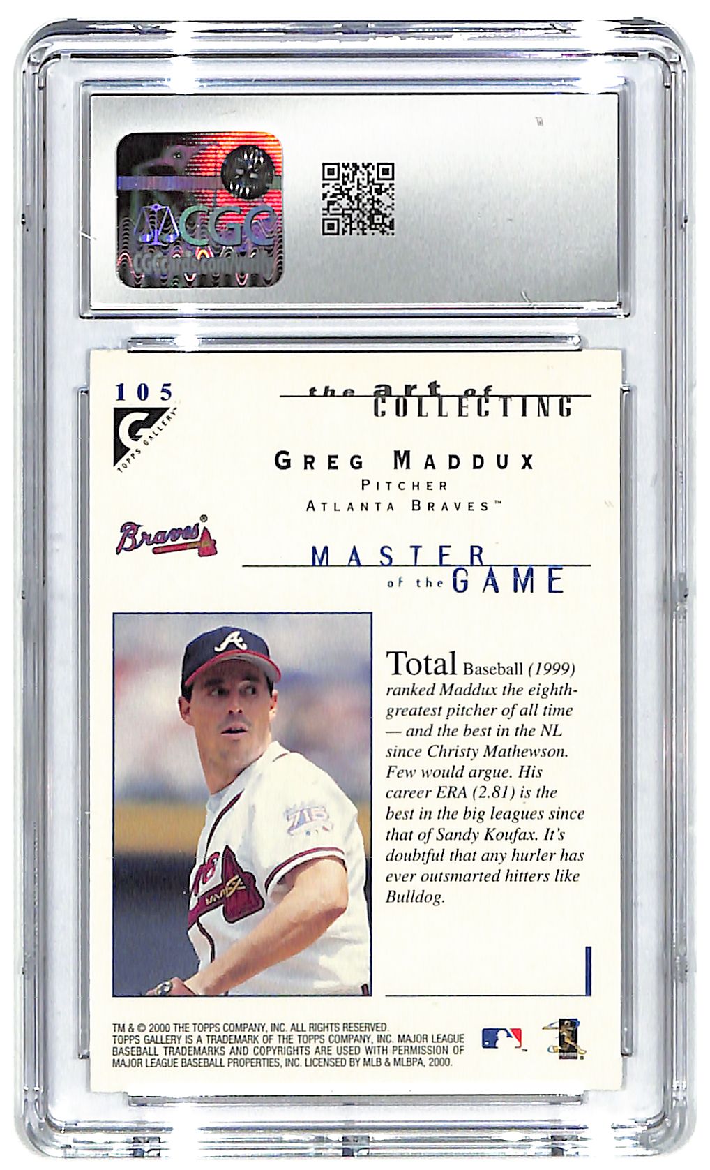 2000 Greg Maddux Topps Gallery #105 CGC Mint Plus 9.5
