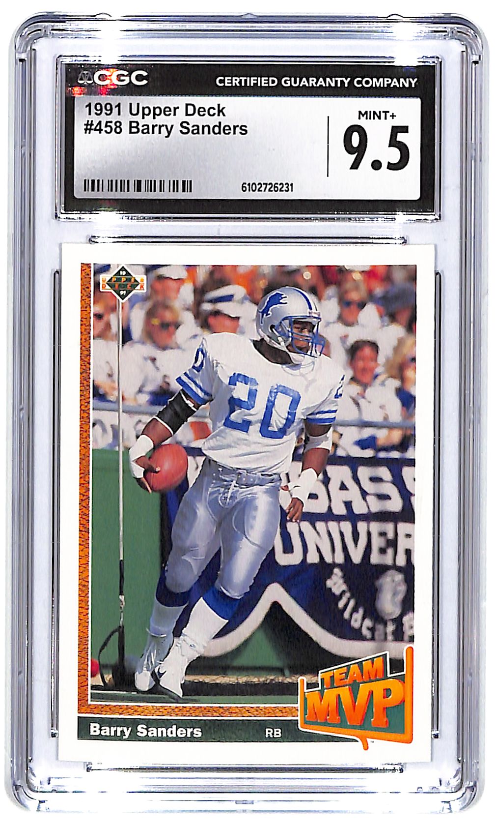 1991 Barry Sanders Upper Deck #458 CGC Mint Plus 9.5