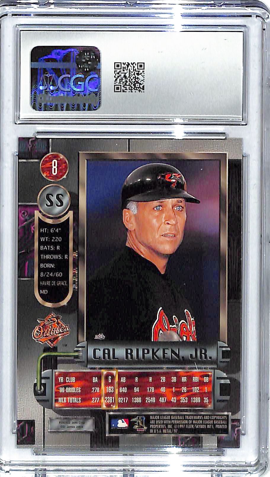 1997 Cal Ripken Jr. Metal Universe #8 CGC Mint 9
