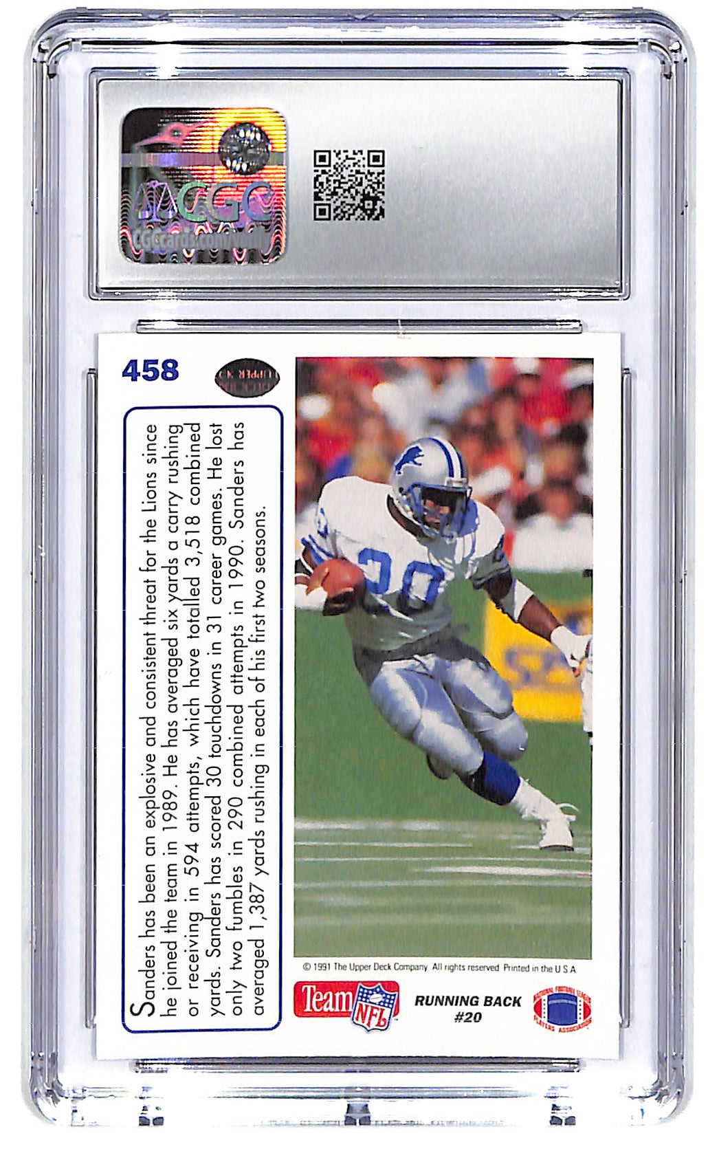 1991 Barry Sanders Upper Deck #458 CGC Mint Plus 9.5