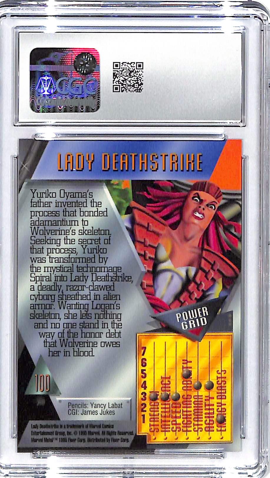 1995 Lady Deathstrike Fleer Marvel Metal Inaugural Edition #100 CGC Gem Mint 10