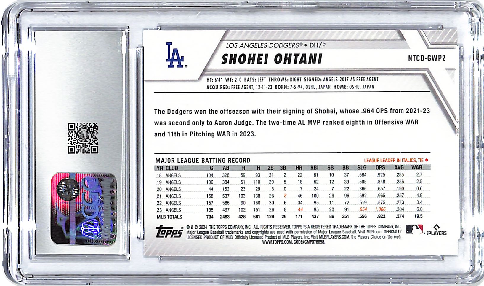 2024 Shohei Ohtani Topps National Card Day #NTCD-GWP2 CGC Gem Mint 10