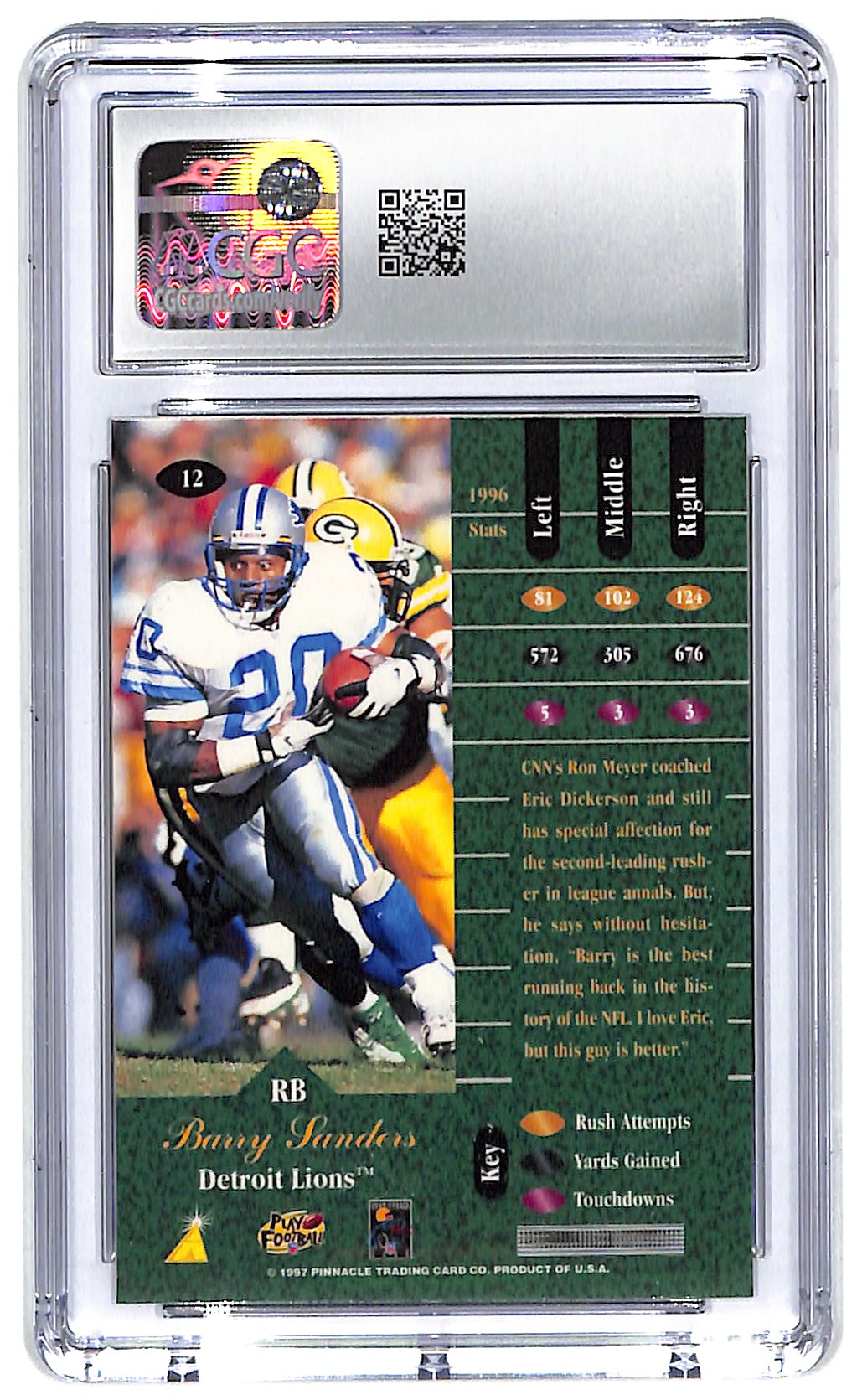 1997 Barry Sanders Pinnacle Zenith #12 CGC Mint Plus 9.5