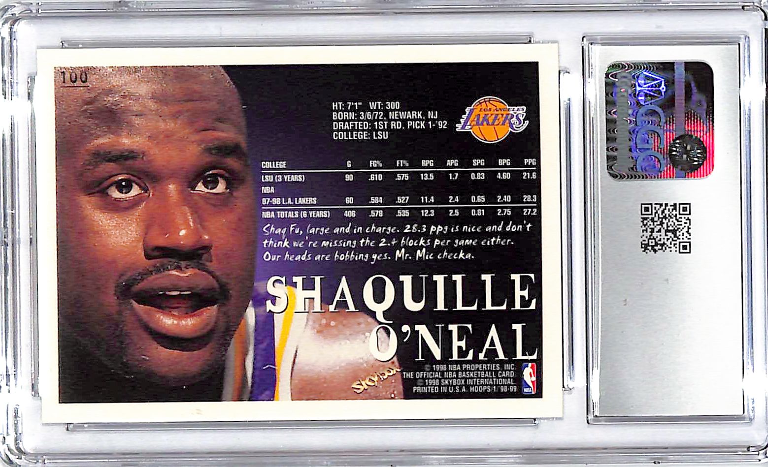 1998-99 Shaquille O'Neal Hoops #100 CGC Gem Mint 10