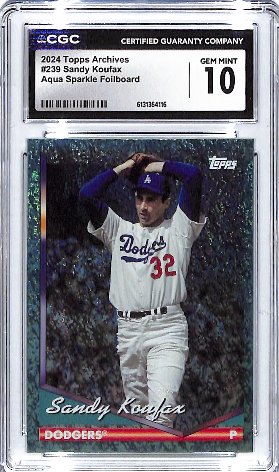 2024 Sandy Koufax Topps Archives Aqua Sparkle #239 CGC Gem Mint 10
