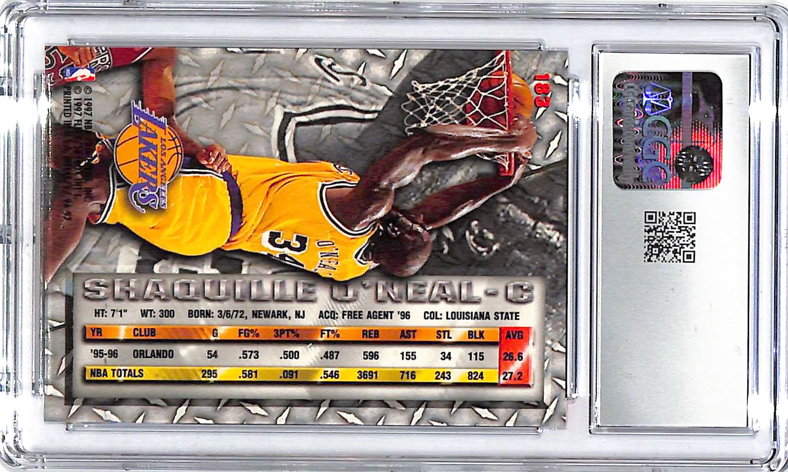 1996-97 Shaquille O'Neal Fleer Metal #183 CGC Gem Mint 10