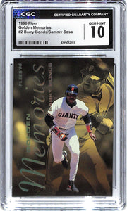1996 Barry Bonds/Sammy Sosa Fleer Golden Memories #2 CGC Gem Mint 10
