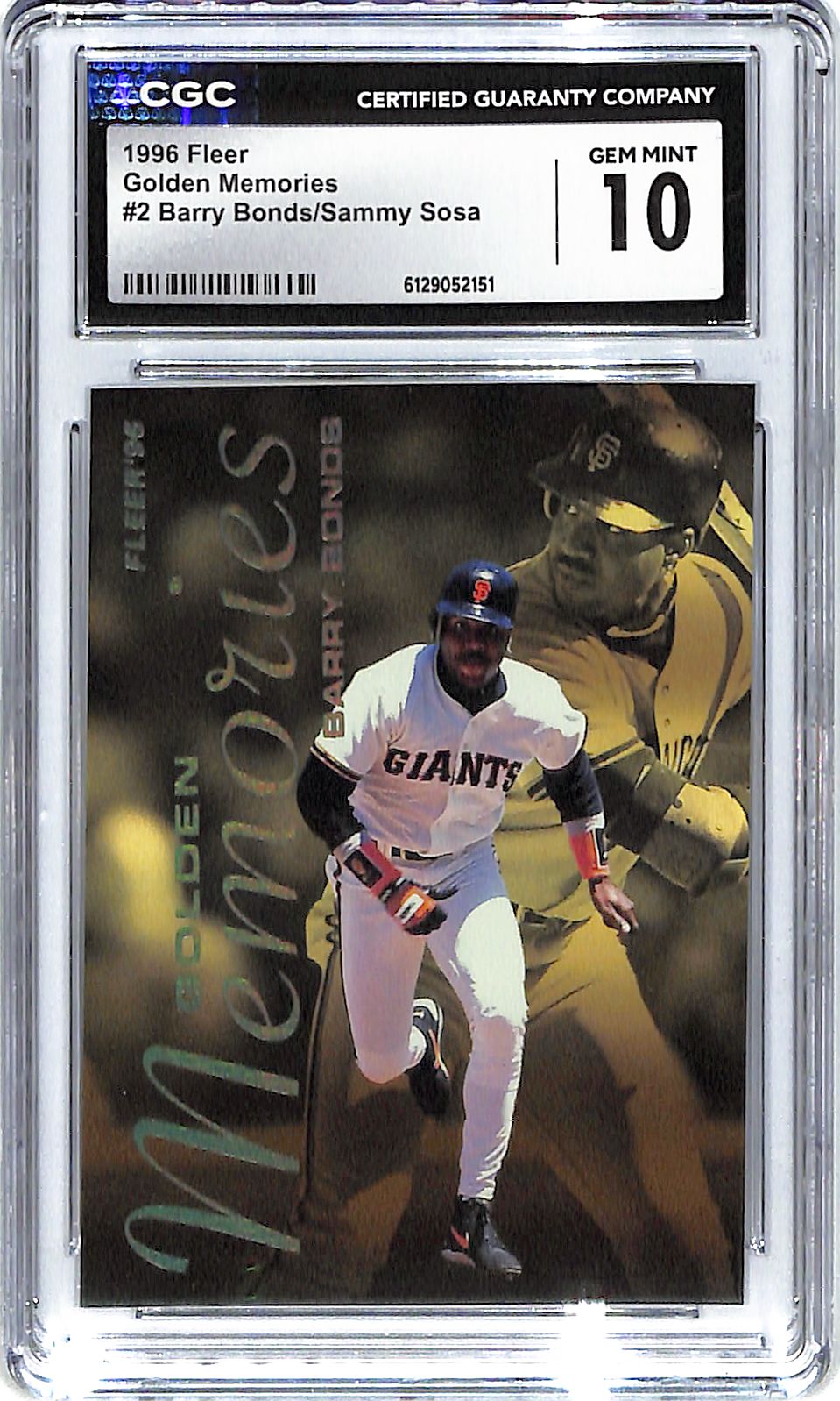 1996 Barry Bonds/Sammy Sosa Fleer Golden Memories #2 CGC Gem Mint 10