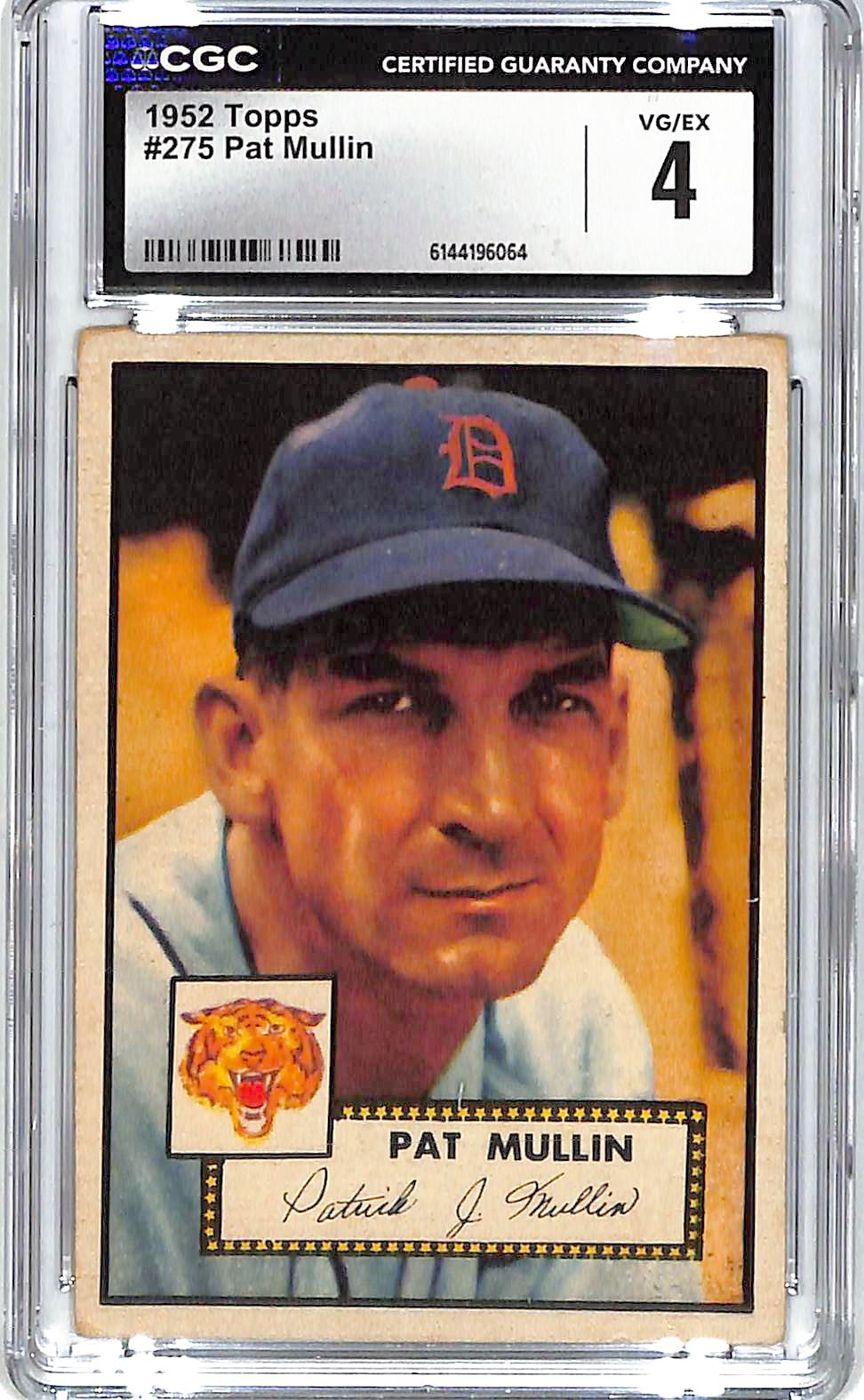 1952 Pat Mullin Topps #275 CGC Very Good 4