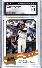 2002 Barry Bonds Fleer Platinum #251 CGC Gem Mint 10