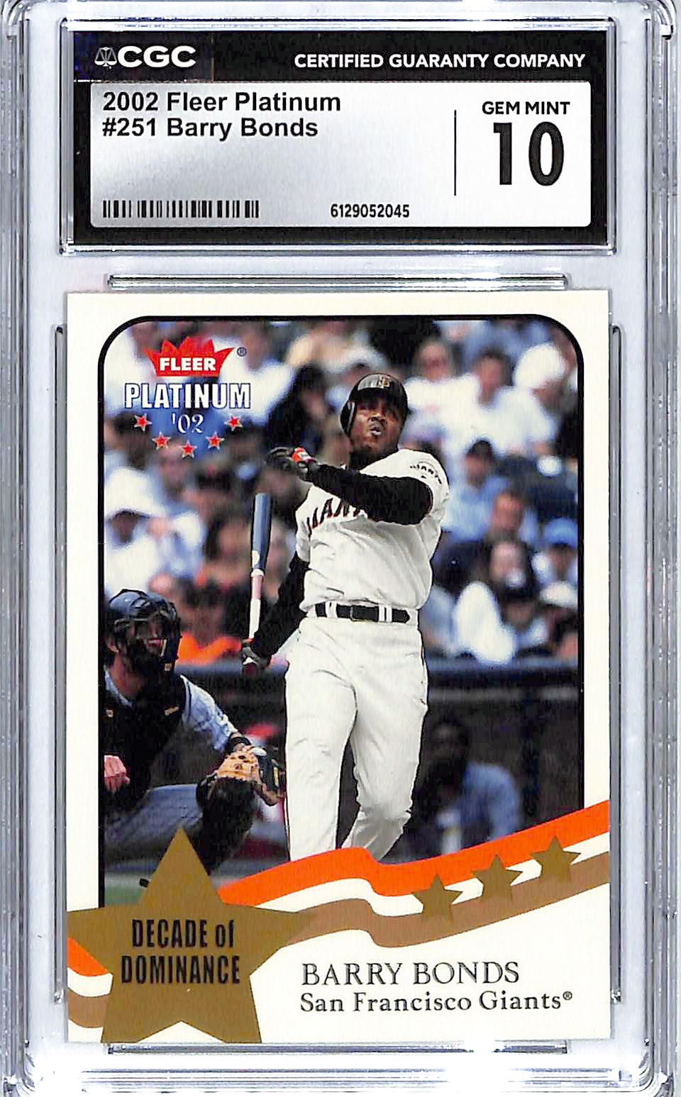 2002 Barry Bonds Fleer Platinum #251 CGC Gem Mint 10