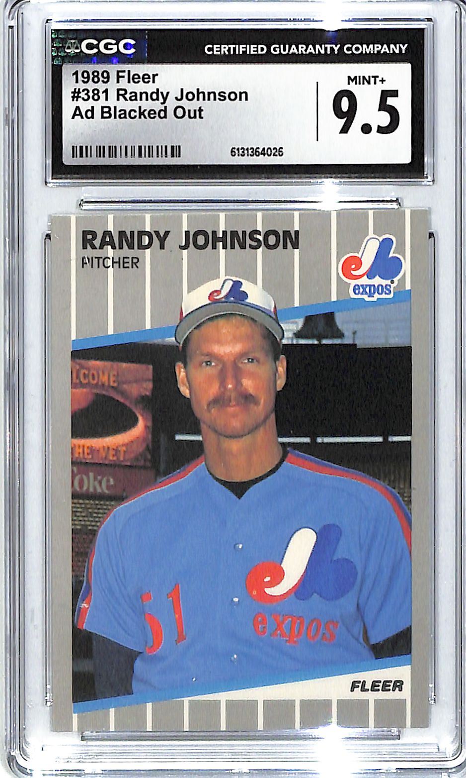 1989 Randy Johnson Fleer Ad Blacked Out #381 CGC Mint Plus 9.5