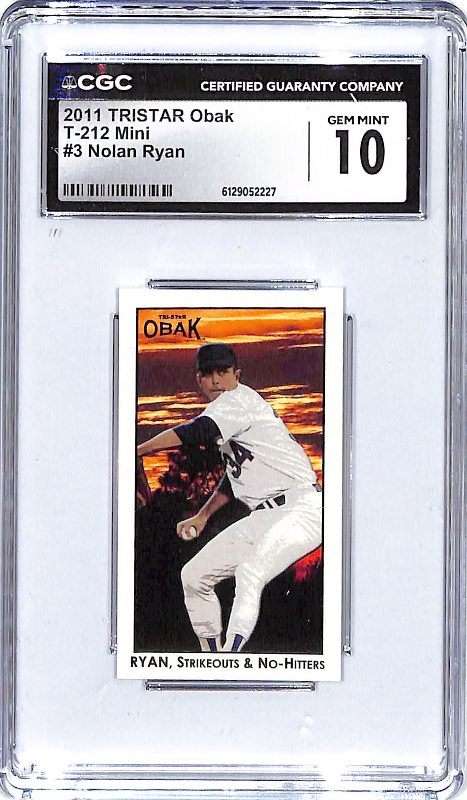 2011 Nolan Ryan TRISTAR Obak T-212 Mini #3 CGC Gem Mint 10