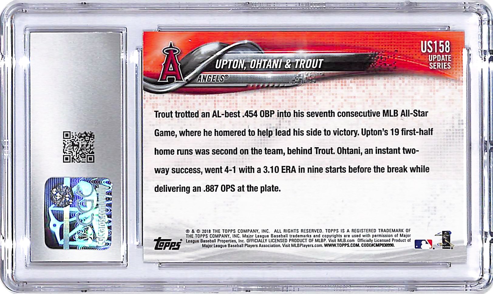 2018 Topps Update Shohei Ohtani Next Step Stardom Mike Trout Rookie RC CGC 10 Angels
