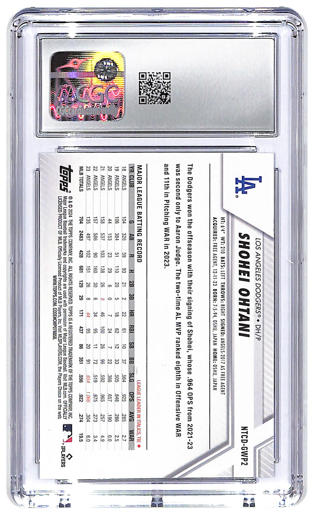 2024 Shohei Ohtani Topps National Trading Card Day #NTCD-GWP2 CGC Gem Mint 10