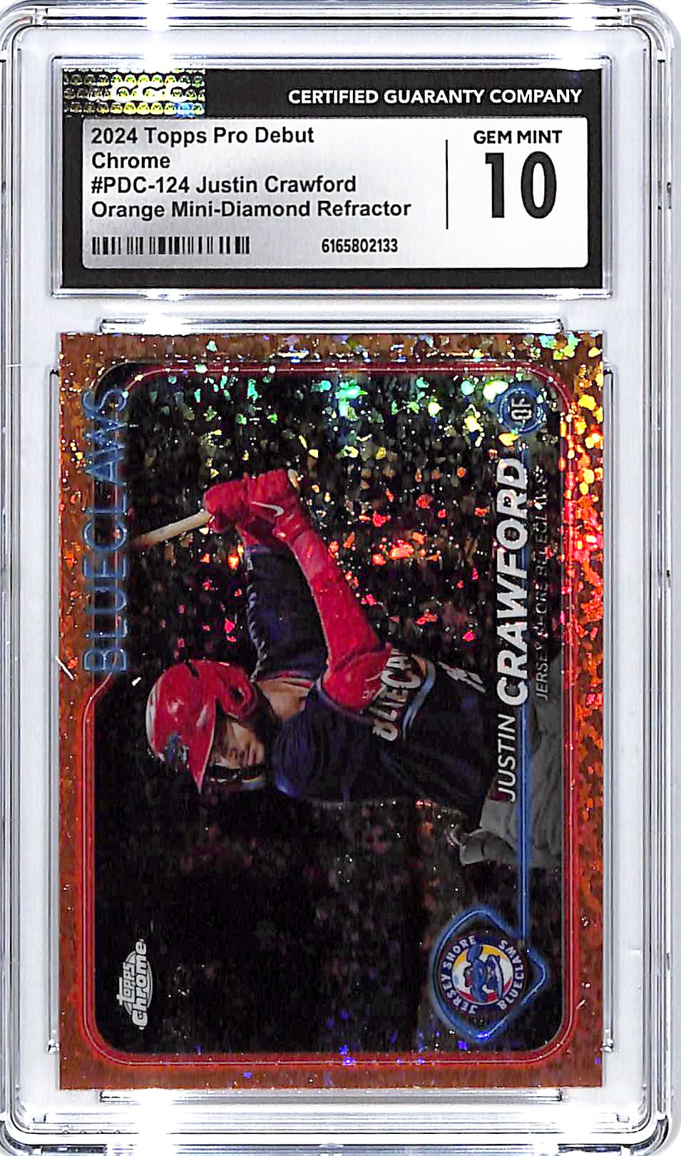 2024 Topps Pro Debut Chrome Justin Crawford Orange Mini Diamond Refractor /25 CGC 10