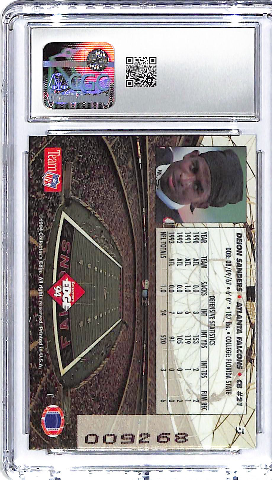 1994 Deion Sanders Collector's Edge 1st Day Gold #5 CGC Gem Mint 10