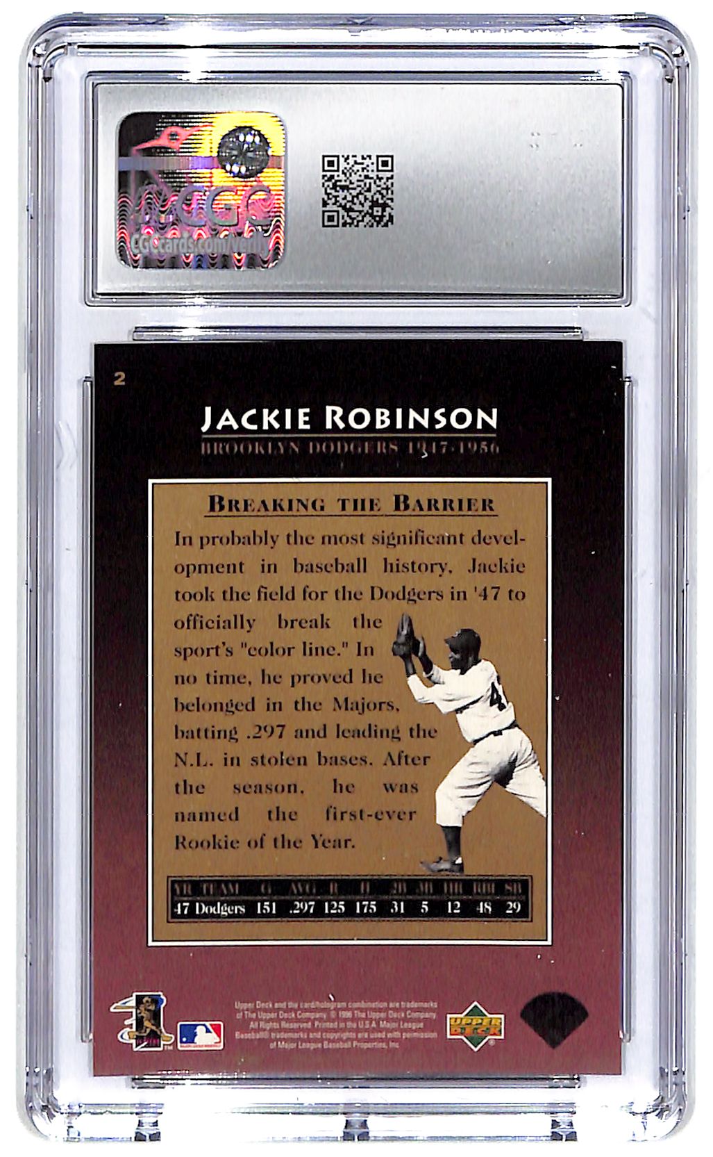 1997 Jackie Robinson Upper Deck - #2 CGC Mint Plus 9.5
