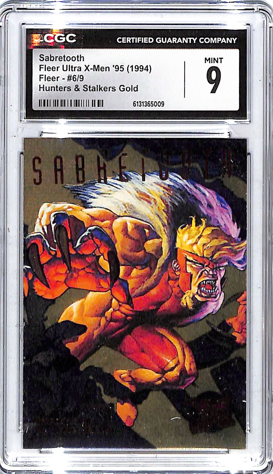 1994 Sabretooth Fleer Ultra X-Men '95 #6/9 Hunters & Stalkers Gold CGC Mint 9