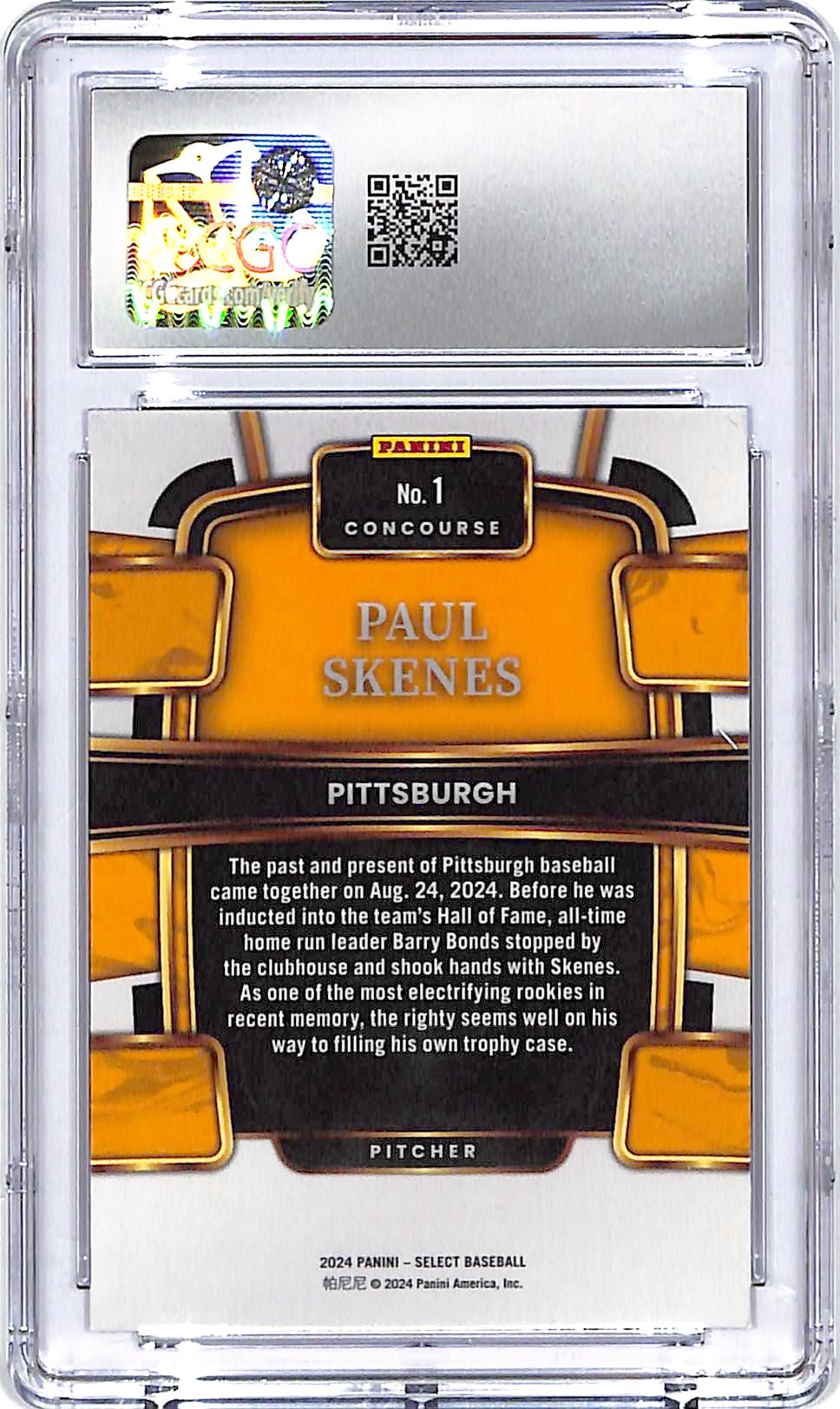 2024 Select Paul Skenes Rookie RC #1 CGC 10 Pirates