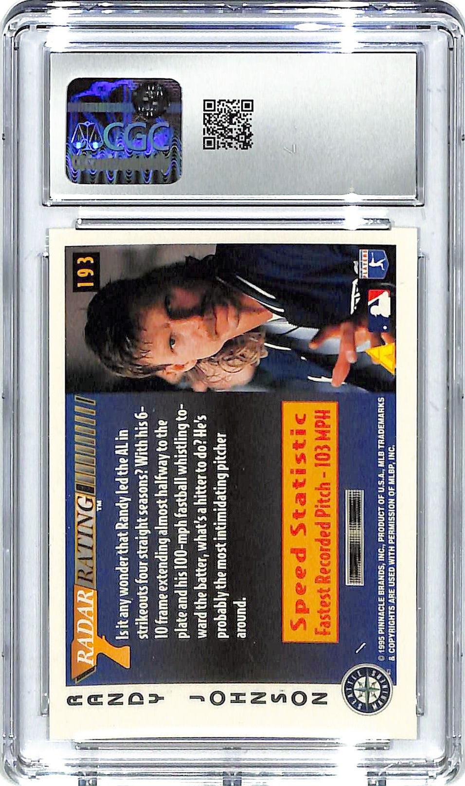 1996 Randy Johnson Score Radar Rating #193 CGC Gem Mint 10
